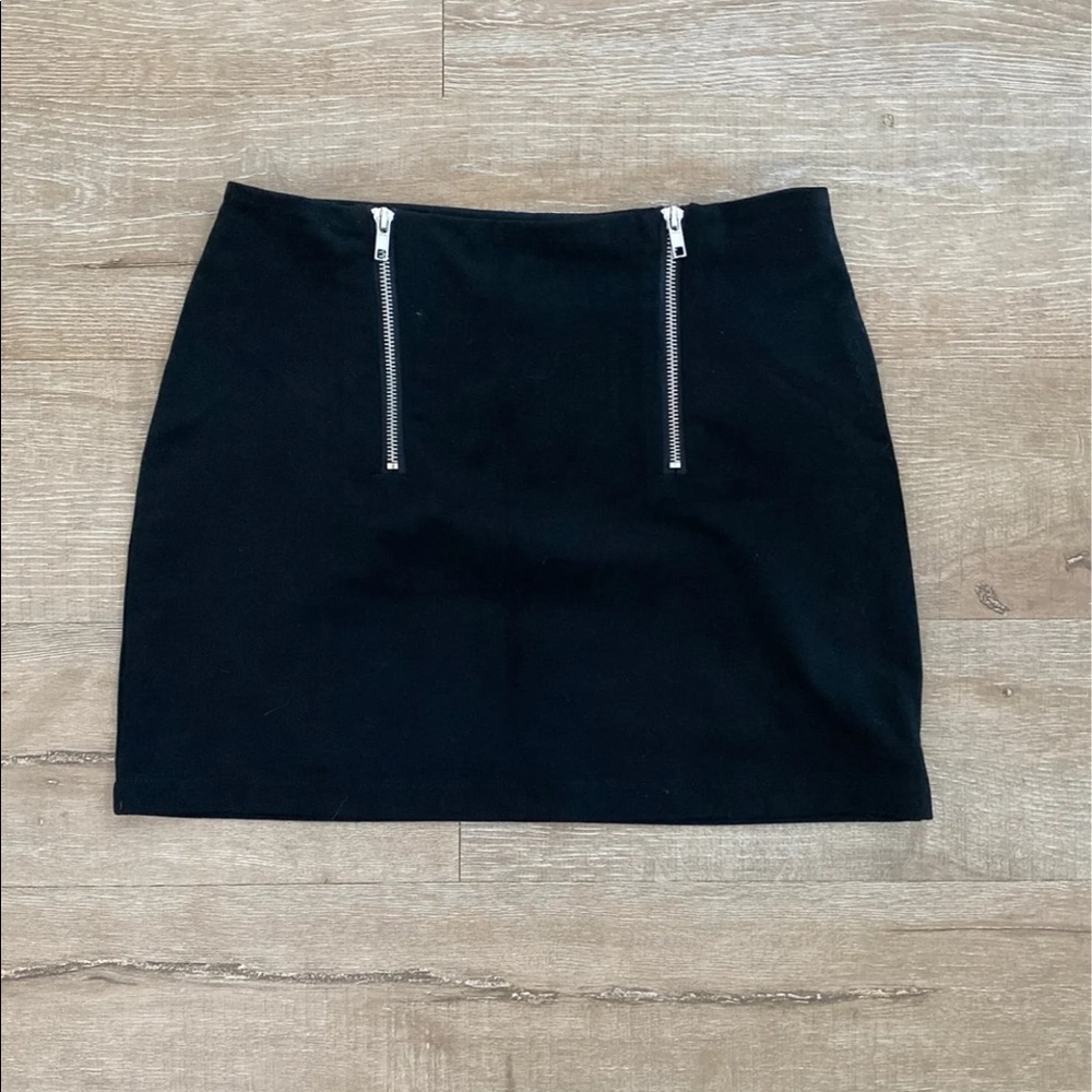 Black velvet mini skirt
